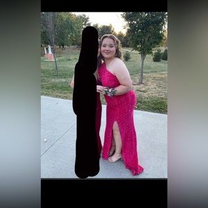 Pink off the shoulder long prom dress